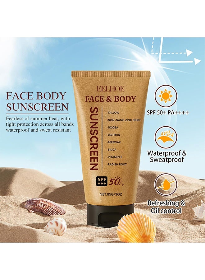 إيلهو الوجه والجسم صنكرين، واقي الشمس من الشحم المعدني الطبيعي SPF 50، واقي من الشمس الشحم الطبيعي العضوي، تركيبة نظيفة غير دهنية للوجه والجسم لجميع أنواع البشرة 85 جم - Image 2