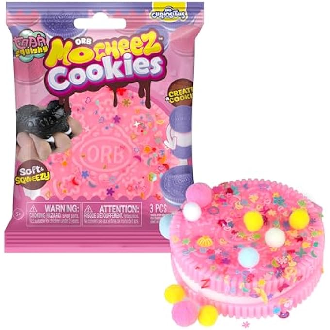 Orb Factory ORB Curiosities Mega Mocheez Cookies TABA Squishy Toy 3 Pack - Super Soft, Sticky Sandwich Cookie TABA Squishies - Squish, Squeeze, and Pinch for Stress Relief - Play Food Fidget and Sensory Toys - Image 5