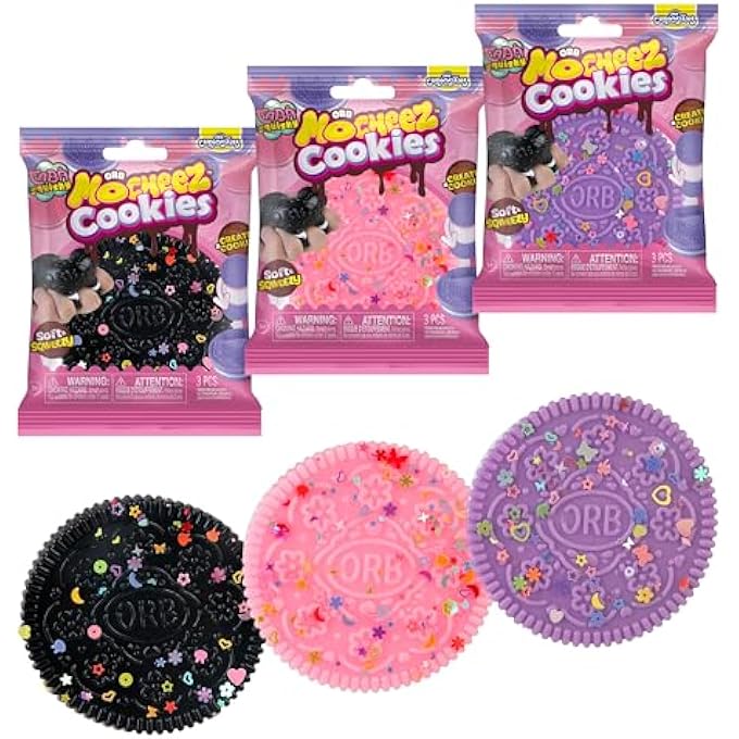 Orb Factory ORB Curiosities Mega Mocheez Cookies TABA Squishy Toy 3 Pack - Super Soft, Sticky Sandwich Cookie TABA Squishies - Squish, Squeeze, and Pinch for Stress Relief - Play Food Fidget and Sensory Toys - Image 2