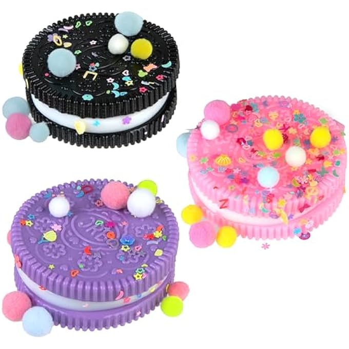 Orb Factory ORB Curiosities Mega Mocheez Cookies TABA Squishy Toy 3 Pack - Super Soft, Sticky Sandwich Cookie TABA Squishies - Squish, Squeeze, and Pinch for Stress Relief - Play Food Fidget and Sensory Toys - Image 1