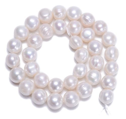 AD Beads Natural Freshwater White Pearl Round Beads 15" 4mm 6mm 8mm 9mm 10mm 11mm 12mm (11-12mm) - Image 1
