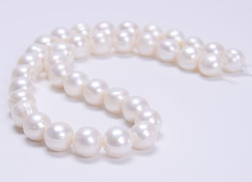 AD Beads Natural Freshwater White Pearl Round Beads 15" 4mm 6mm 8mm 9mm 10mm 11mm 12mm (11-12mm) - Image 2