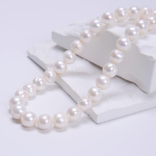 AD Beads Natural Freshwater White Pearl Round Beads 15" 4mm 6mm 8mm 9mm 10mm 11mm 12mm (11-12mm) - Image 4