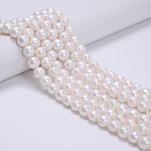 AD Beads Natural Freshwater White Pearl Round Beads 15" 4mm 6mm 8mm 9mm 10mm 11mm 12mm (11-12mm) - Image 3