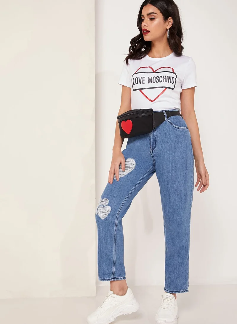 Love Moschino Heart Print Logo T-Shirt