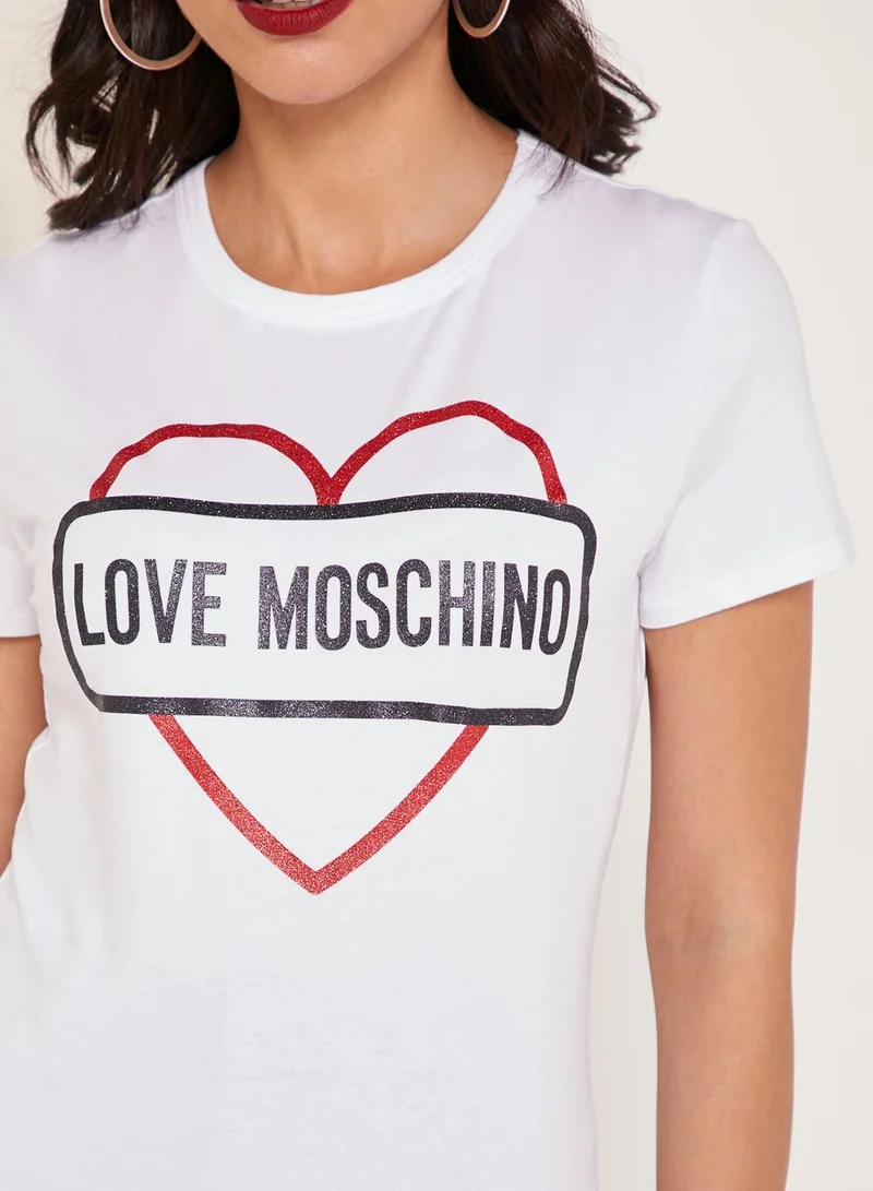 Love Moschino Heart Print Logo T-Shirt