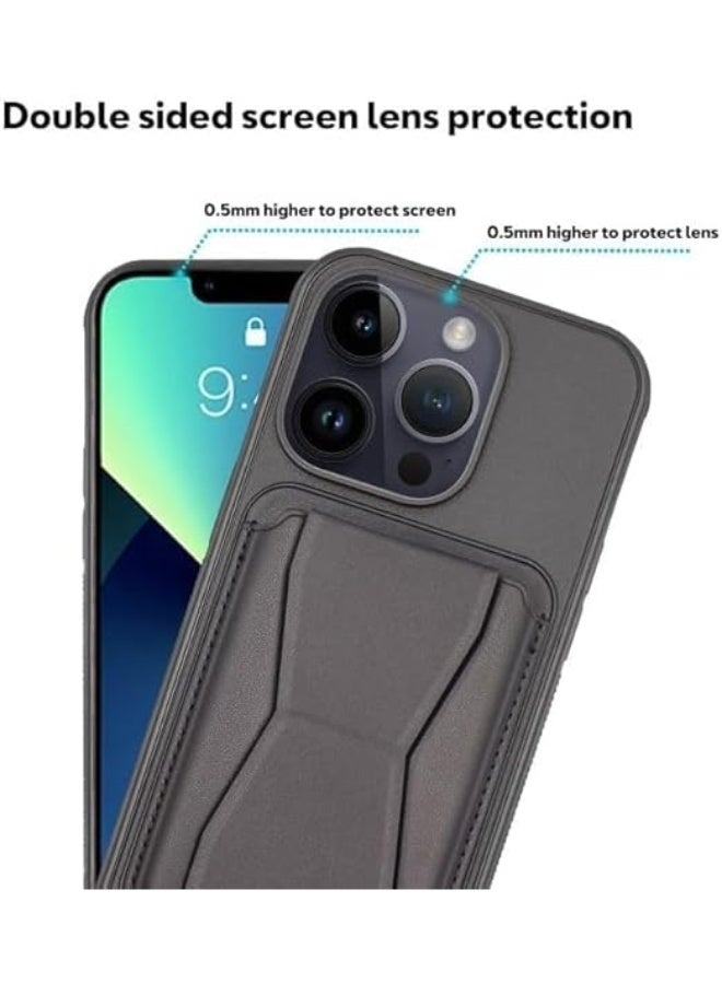 حافظة جلدية متوافقة مع هاتف Iphone 17 Pro Max مع ظهر جلدي مقاوم للصدمات لتخزين البطاقات وحافظة مدمجة مع حامل من جلد البولي يوريثان للحصول على مظهر أنيق وقبضة مريحة (أزرق) - Image 2