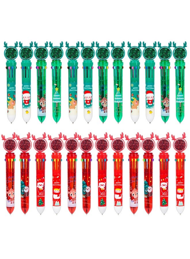 Kolewo4ever 48 Pieces Christmas Multicolor Ballpoint Pens 10-In-1 0.5Mm Retractable Christmas Antlers Ballpoint Xmas-Tree Santa Snowman Pens For Office School Supplies Christmas Gift,8 Styles - Image 1