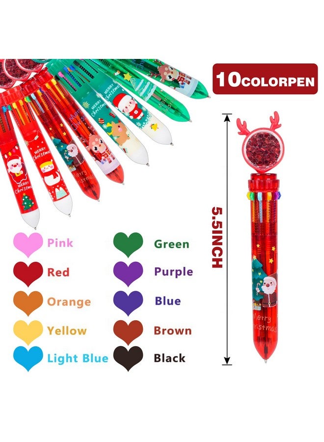 Kolewo4ever 48 Pieces Christmas Multicolor Ballpoint Pens 10-In-1 0.5Mm Retractable Christmas Antlers Ballpoint Xmas-Tree Santa Snowman Pens For Office School Supplies Christmas Gift,8 Styles - Image 3