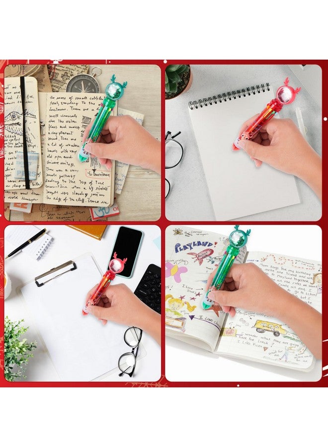 Kolewo4ever 48 Pieces Christmas Multicolor Ballpoint Pens 10-In-1 0.5Mm Retractable Christmas Antlers Ballpoint Xmas-Tree Santa Snowman Pens For Office School Supplies Christmas Gift,8 Styles - Image 5