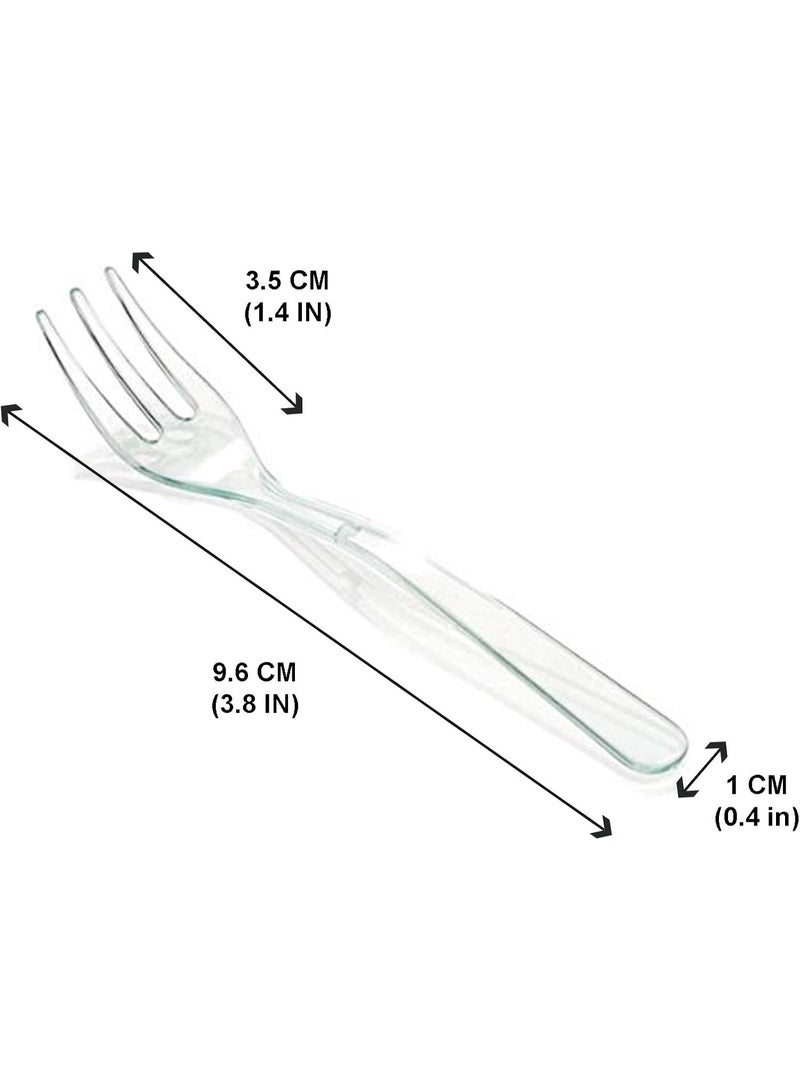 تذوق الشوكة الصغيرة الشوكة البلاستيكية الصغيرة الشفافة ، مناسبة للفواكه والحلويات والكعك المجمدة ، خالية من البيسفينول A ، قابلة لإعادة الاستخدام 3.8 بوصة -50 حزمة - Image 2
