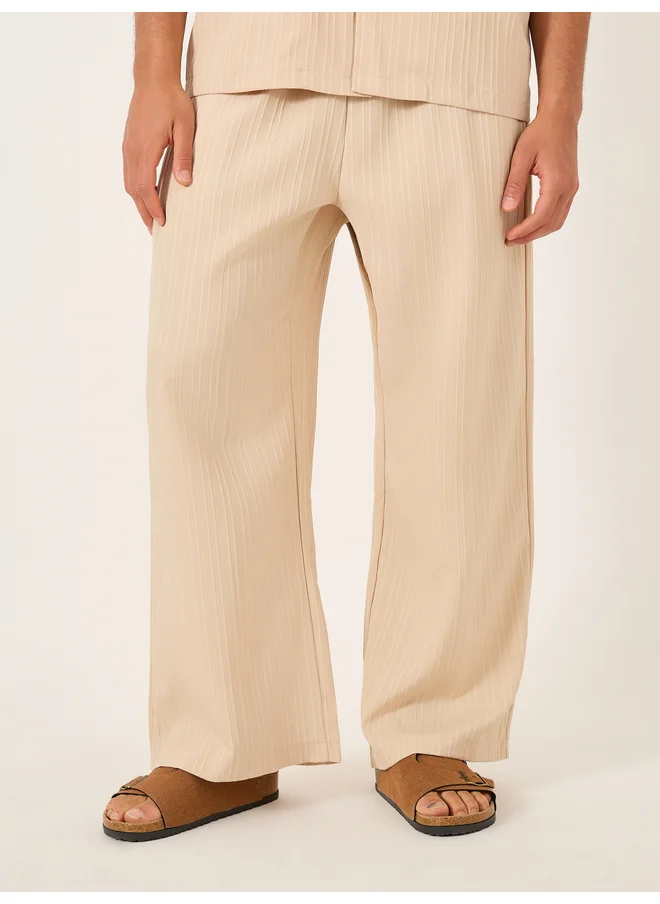 تايك تو Take Two Solid Elastic Waistband Wide Leg Trousers