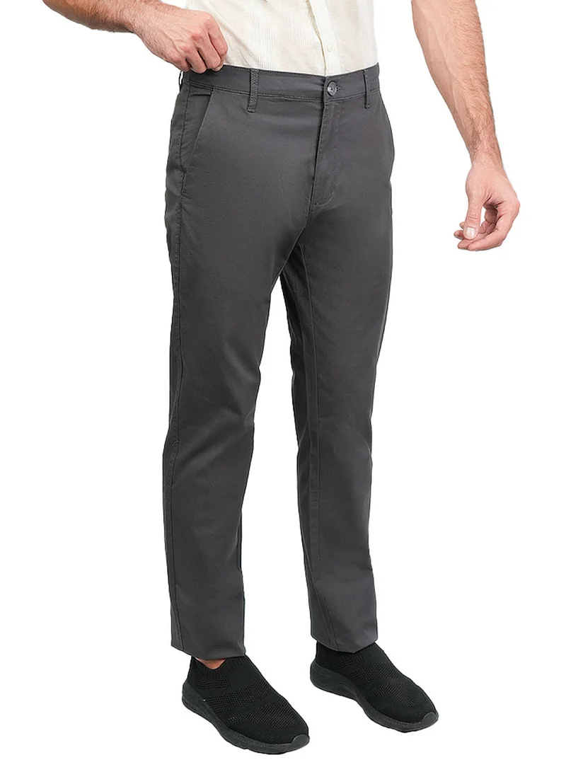 Men’s Slim Tapered Stretch Twill Khakis with Elastic Waist