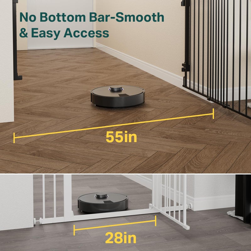Cumbor 35.1â€“55" No Bottom Bar Baby Gate for Stairs, 2-in-1 Auto Close Dog Gate Indoor, Hardware Mounted Wide Pet Gate for Doorways with Large Walk Thru Door, Child-Proof Safety Gate for Kids (Black) - Image 2