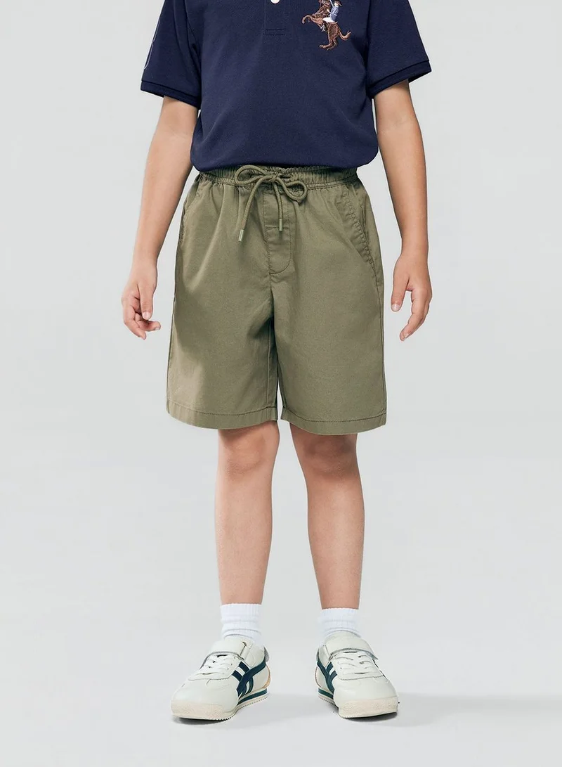 Kids’ Cotton Twill Drawstring Shorts with Elastic Waist