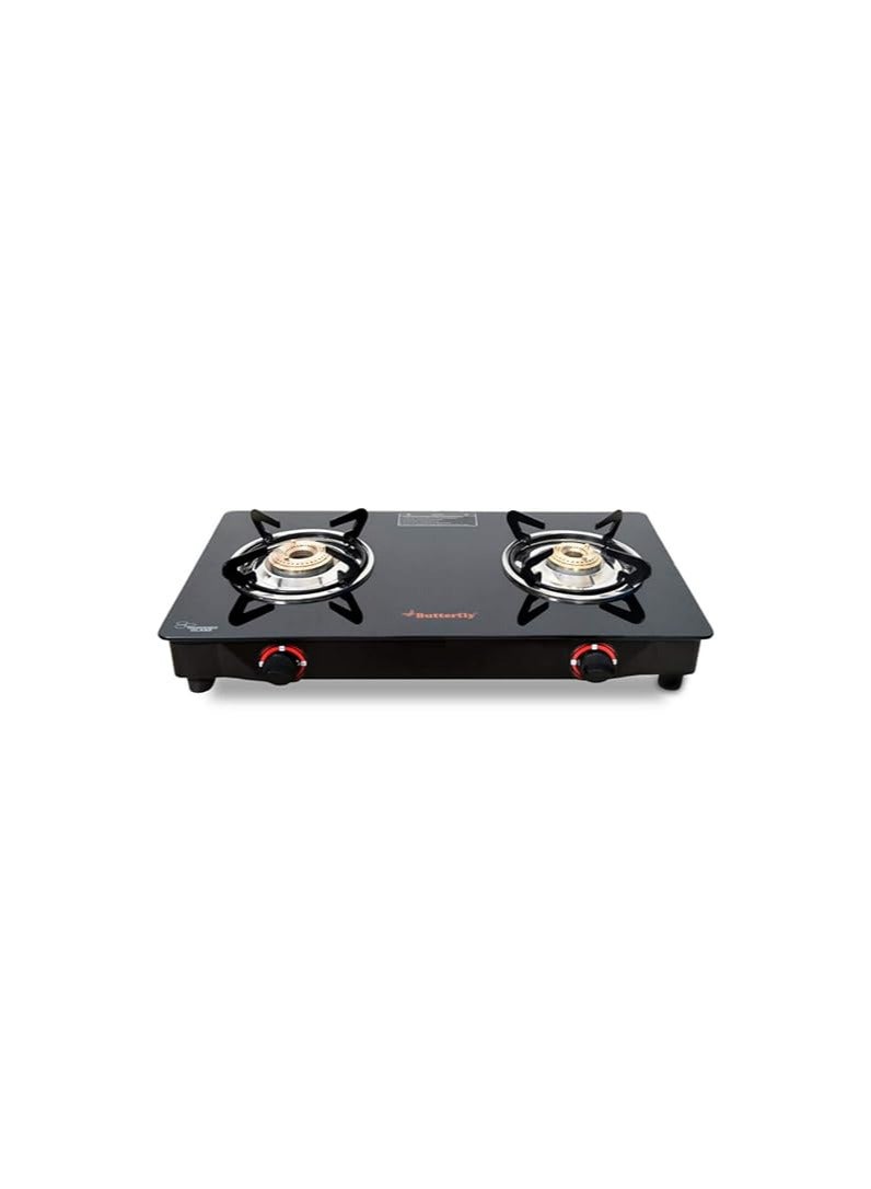 BUTTERFLY Butterfly Duo Burner Glasstop Gas Stove, Black, Manual