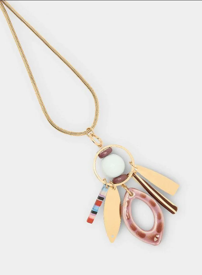 بارفوا عقد طويل مع قلادة متعددة الألوان