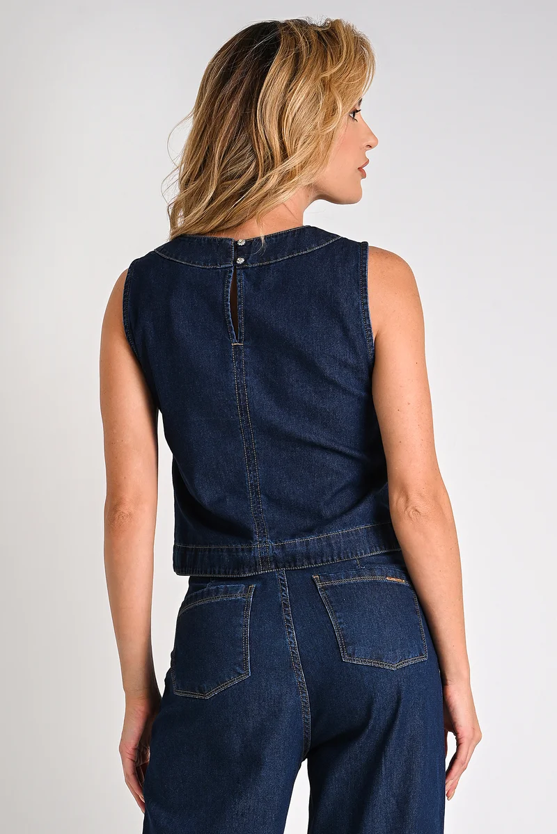 Carmen Steffens Denim A-line Blouse