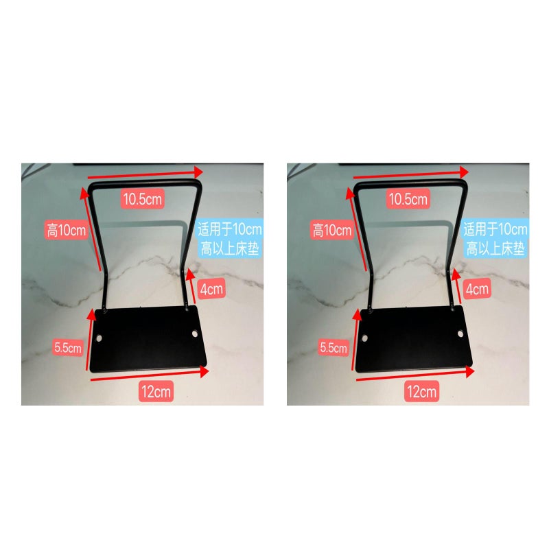 2pcs Mattress Slide : 10cm Height Iron Anti Bed Sliding Holder - Bed Frame Retainer - No Drilling Required Black - Image 1
