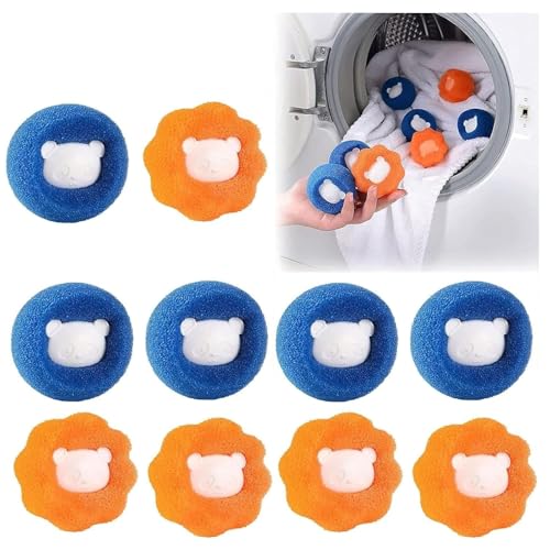 WDCFXY 10 Pcs Pet Hair Remover for Laundry, Washing Machine Hair Catcher, Dryer Balls for Clothing Dog Cat Pet Fur Remover (Orange+Blue) - Image 1