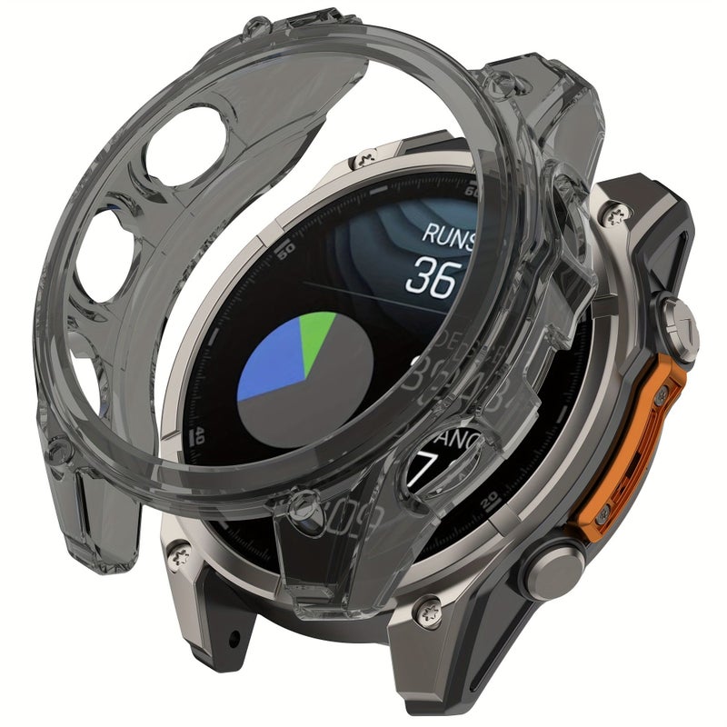 لعلامة Garmin Fenix 8 غلاف نصف حقيبة من TPU شفاف أسود 47 مم - Image 1