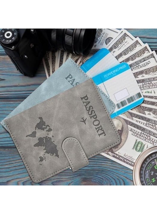 RFID Passport Holder with Luggage Tag – Magnetic Travel Wallet & Organizer for Passports, Cards & Travel Essentials, Secure Anti-Theft Design (Gray) - Image 4