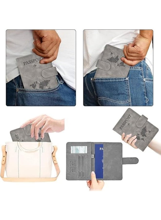 RFID Passport Holder with Luggage Tag – Magnetic Travel Wallet & Organizer for Passports, Cards & Travel Essentials, Secure Anti-Theft Design (Gray) - Image 3