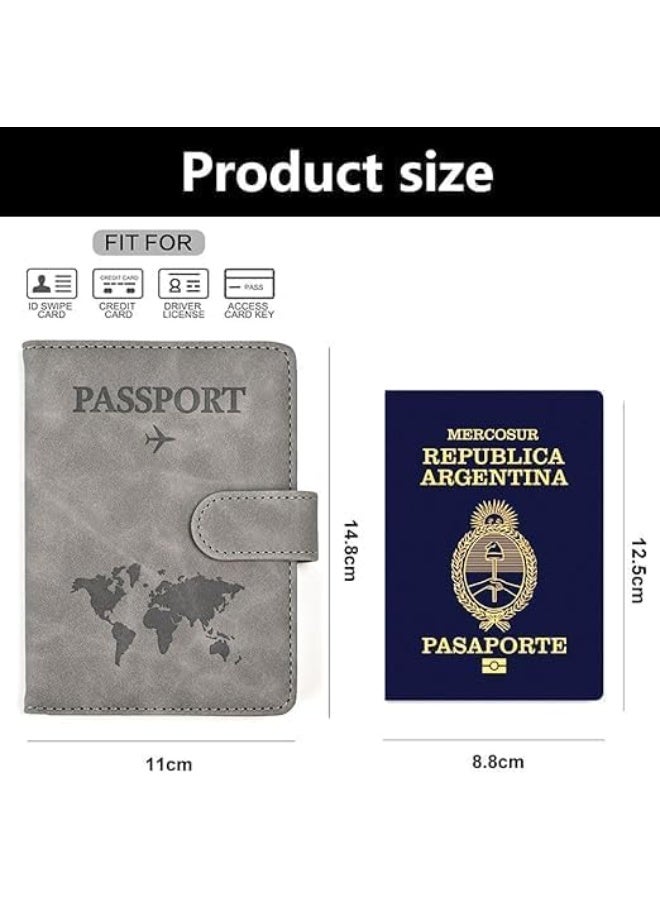 RFID Passport Holder with Luggage Tag – Magnetic Travel Wallet & Organizer for Passports, Cards & Travel Essentials, Secure Anti-Theft Design (Gray) - Image 2