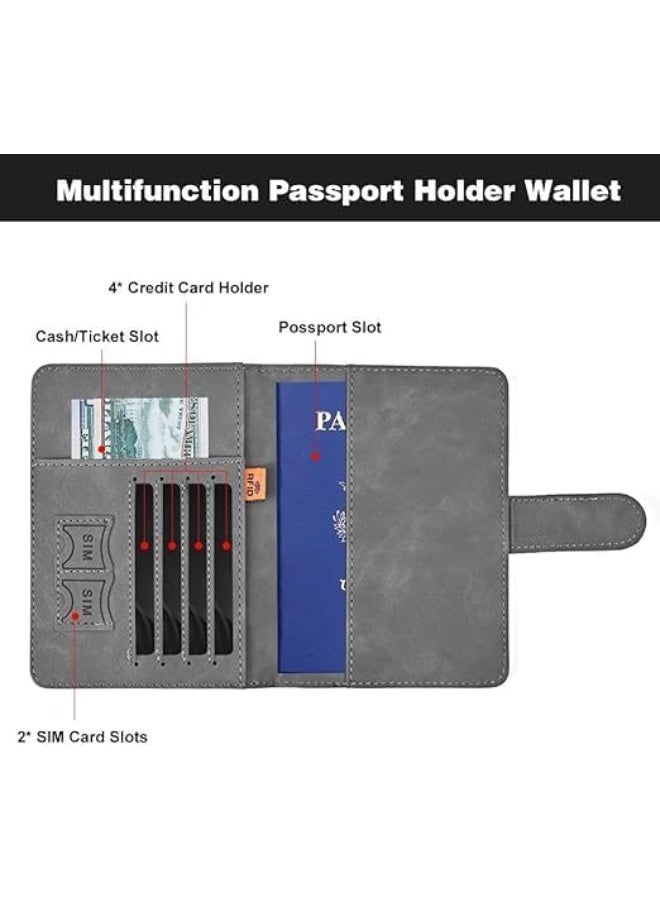RFID Passport Holder with Luggage Tag – Magnetic Travel Wallet & Organizer for Passports, Cards & Travel Essentials, Secure Anti-Theft Design (Gray) - Image 5