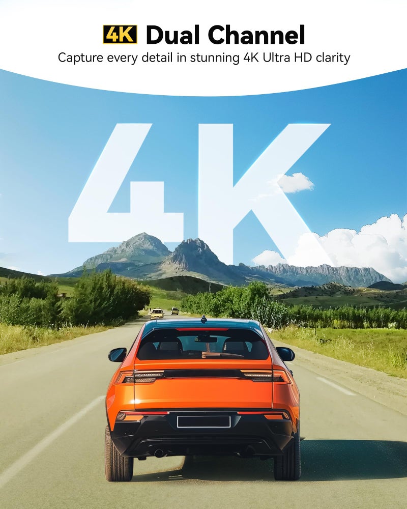 WOLFBOX G850 PRO 4K Mirror Dash Cam with ADAS and BSD, Smart Rear View Mirror with 5.8GHz WiFi, Voice Control, 12 inches Camera Includes 64GB Card, GPS, G-Sensor, Loop Recording - Image 4