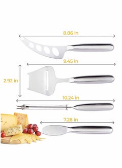 Excefore Cheese Knife Set with Handle Steel Stainless Include Cheese Wire Cutter, Cheese Spreader, Cheese Slicer and 4 Holes Cheese Knife…  - Image 4