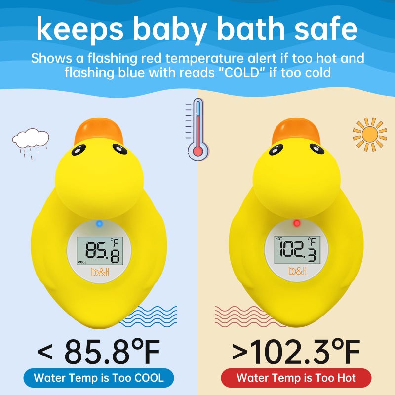 B.H B&H Duck Baby Bath Thermometer, Digtal Tub Thermometer for Accurately Measuring Baby's Water Temperature, BPA Free, Toddlers Safety Floating Toy - Image 4