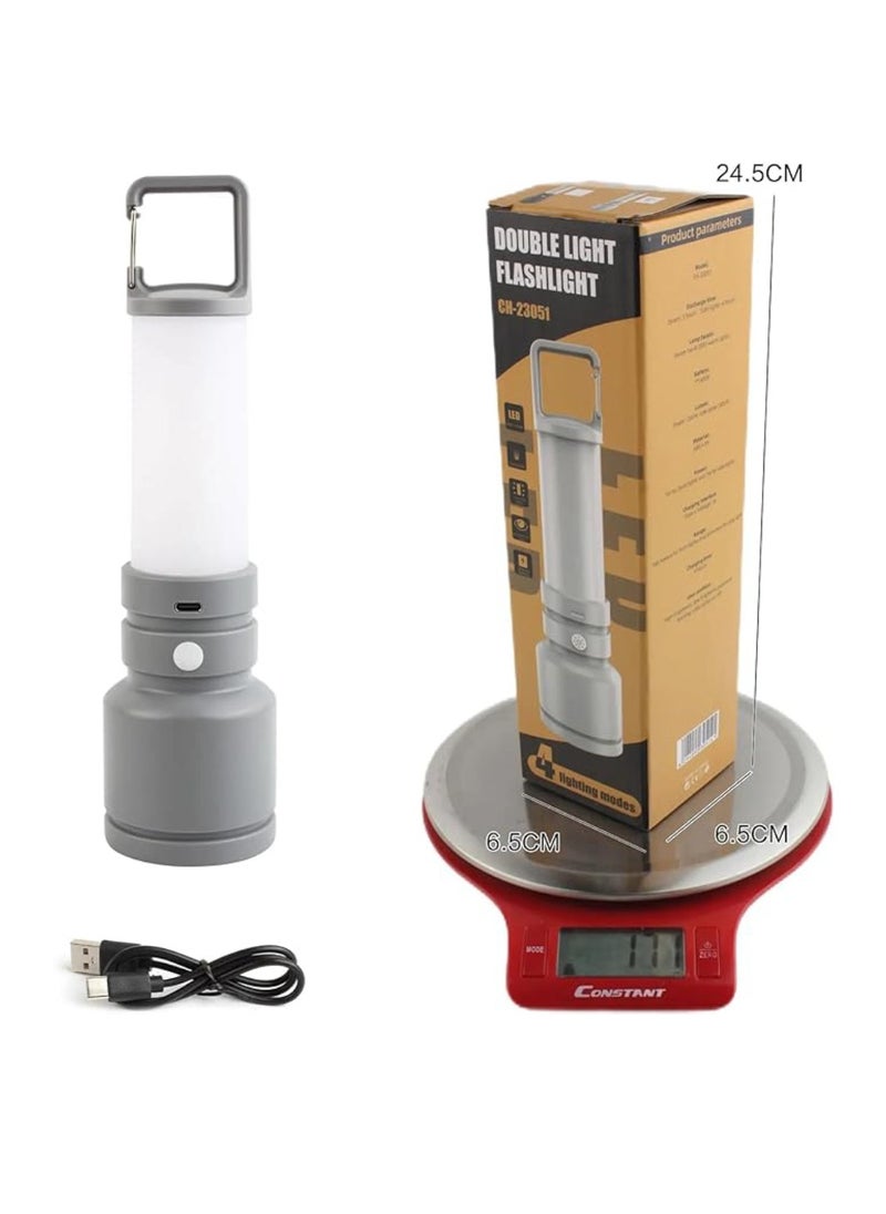 Yuwell Led Flashlight USB Rechargeable Torch Light Hanging Camping Lantern With Side Lamp Waterproof Outdoor Portable Light Flash Light Ideal for Camping Trekking And Outdoor Activities 4 Lighting Modes  - Image 3