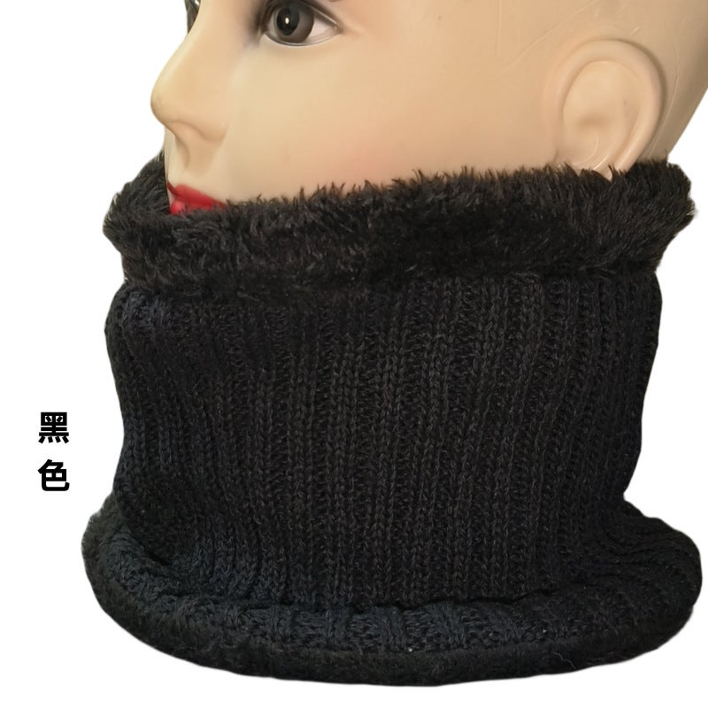 Unisex Thick Plush Knitted Neck Warmer Scarf Stripes (black) - Image 1