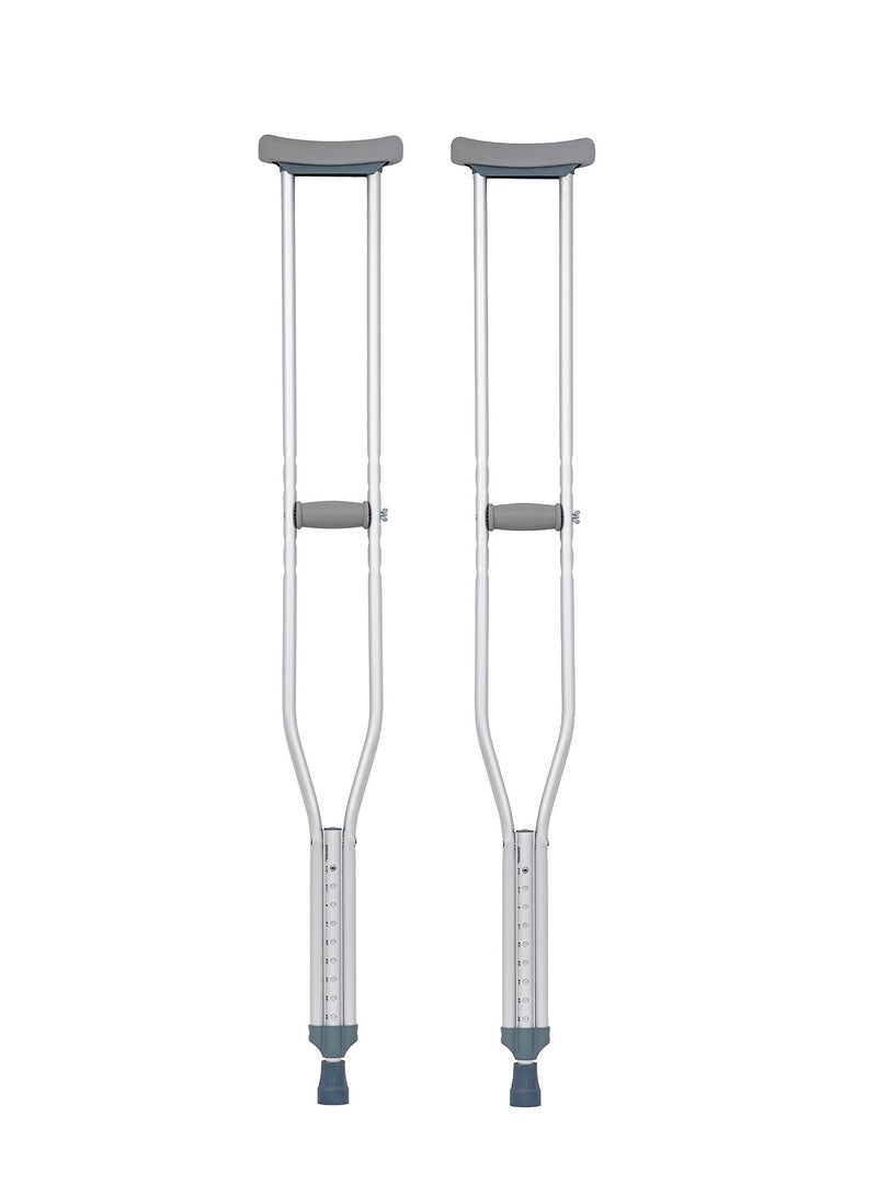 AID PLUS عكازات طبية من الألمنيوم قابلة للتعديل للارتفاع مناسبة للبالغين وكبار السن والمرضى - كبيرة (عبوة من 2) - Image 1