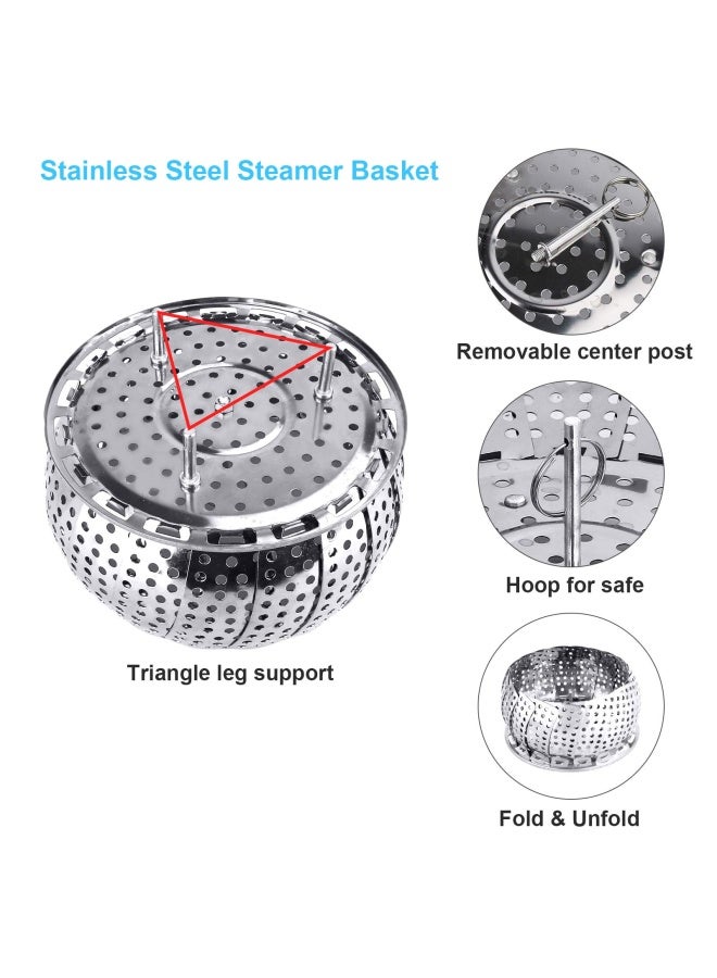 YLYL Veggie Vegetable Steamer Basket Folding Steaming Basket Metal Stainless Steel Steamer Basket Insert Collapsible Steamer Baskets for Cooking Food Expandable Fit Various Size Pot 5.9 to 9.8 - Image 3