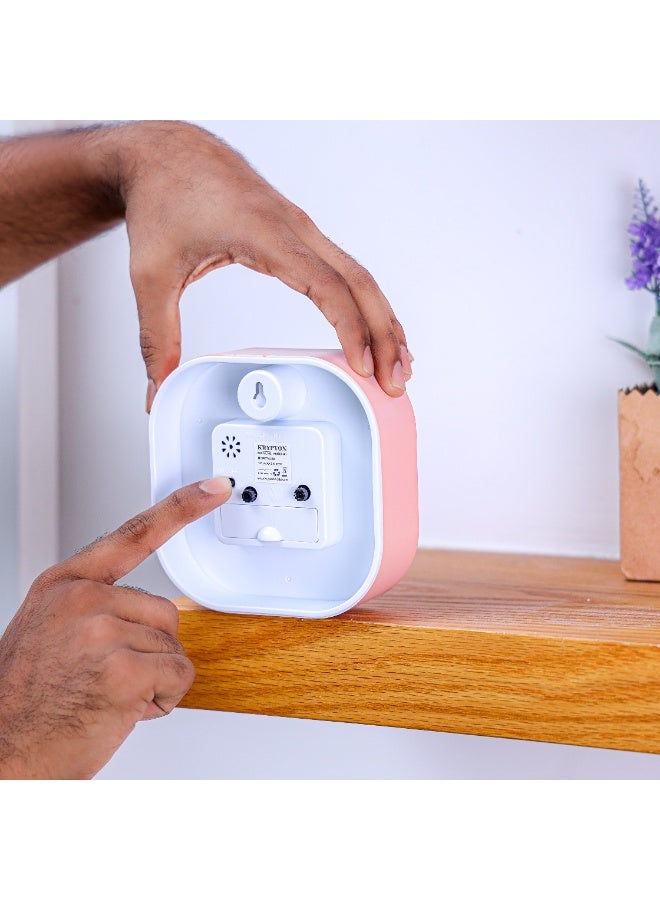 KRYPTON ساعة منبه كلاسيكية للذين ينامون بعمق – حركة خطوة، هيكل بلاستيكي متين – مثالية للمنزل، غرفة الأطفال – أبيض ووردي - Image 2