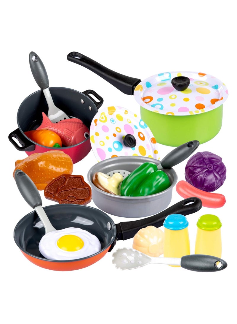 ALSAEED Pretend Play Role-Playing Game - 22-Piece Cookware Set for Kids, Educational Gift Toy for Boys and Girls Ages 3-6. Cooking Tools Playset, - Image 3