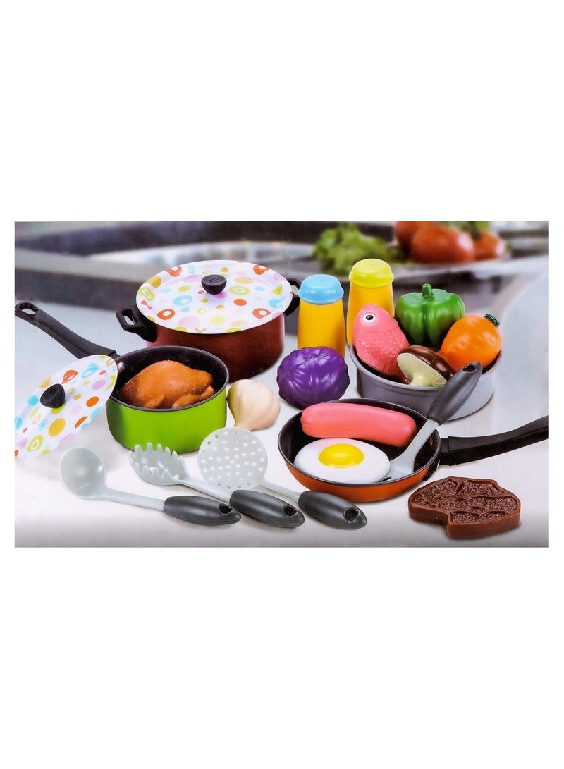 ALSAEED Pretend Play Role-Playing Game - 22-Piece Cookware Set for Kids, Educational Gift Toy for Boys and Girls Ages 3-6. Cooking Tools Playset, - Image 4