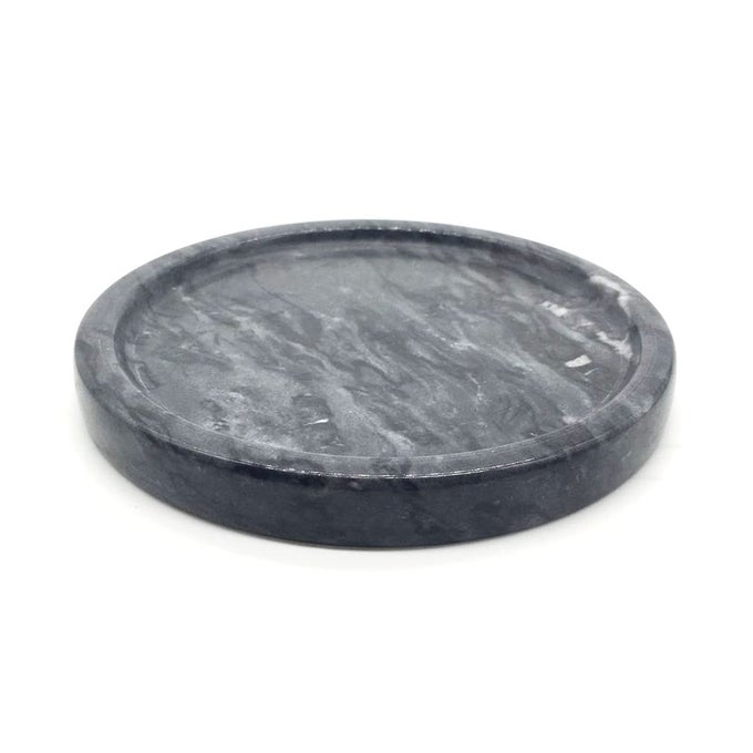 Natural Marble Tray Circular Marble Stone Decorative Tray for CounterJewelry Vanity BlackRound Small Tray 512 DiameterBlack