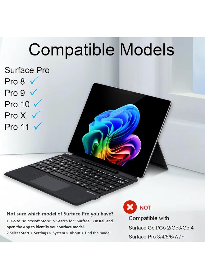 Type Cover for Microsoft Surface Pro 11 / Pro 10 / Pro 9 / Pro 8 / Pro X, 13 inch, Ultra Slim Wireless Bluetooch Keyboard with Touchpad (Black with Backlit) - Image 5