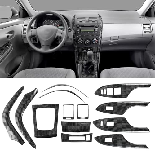 Fancemot 13 Pcs Carbon Fiber Interior Trim Cover Kit Compatible with Toyota Corolla 2009 2010 2011 2012 2013 AC Air Vent Cover Window Lift Switch Panel Cover Gear Shift Panel Cover - Image 1
