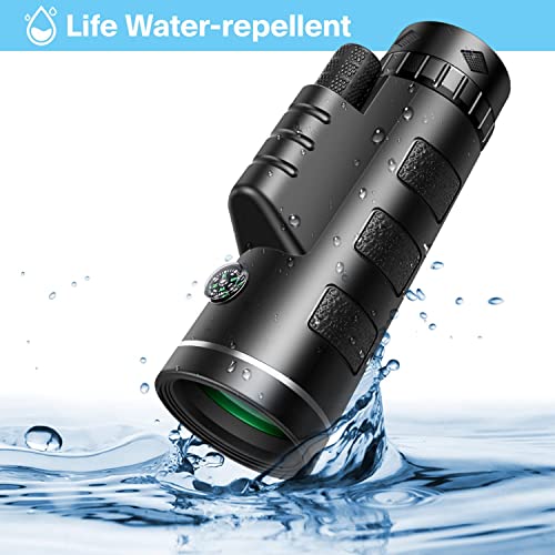 ZHIZUKA Monocular 40X60HD Zoom Magnification Telescope + Mobile Phone Mount + Tripod for Adults and Children. High Power, Bi-Focal, FMC Coating and BAK4 Prism Optical Lens Gadget. Moon, Bird Watching/ Wildlife Hunting/ Stargazing/ Outdoor Camping Hiking/ Live Concert. - Image 4