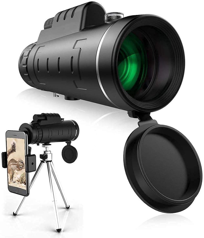ZHIZUKA Monocular 40X60HD Zoom Magnification Telescope + Mobile Phone Mount + Tripod for Adults and Children. High Power, Bi-Focal, FMC Coating and BAK4 Prism Optical Lens Gadget. Moon, Bird Watching/ Wildlife Hunting/ Stargazing/ Outdoor Camping Hiking/ Live Concert. - Image 1