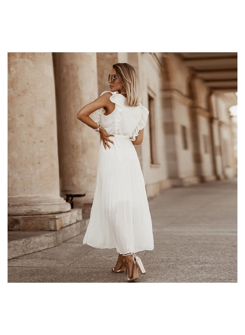 Loquat A Dress With Pleated Lotus Leaf Sleeves  - Image 2