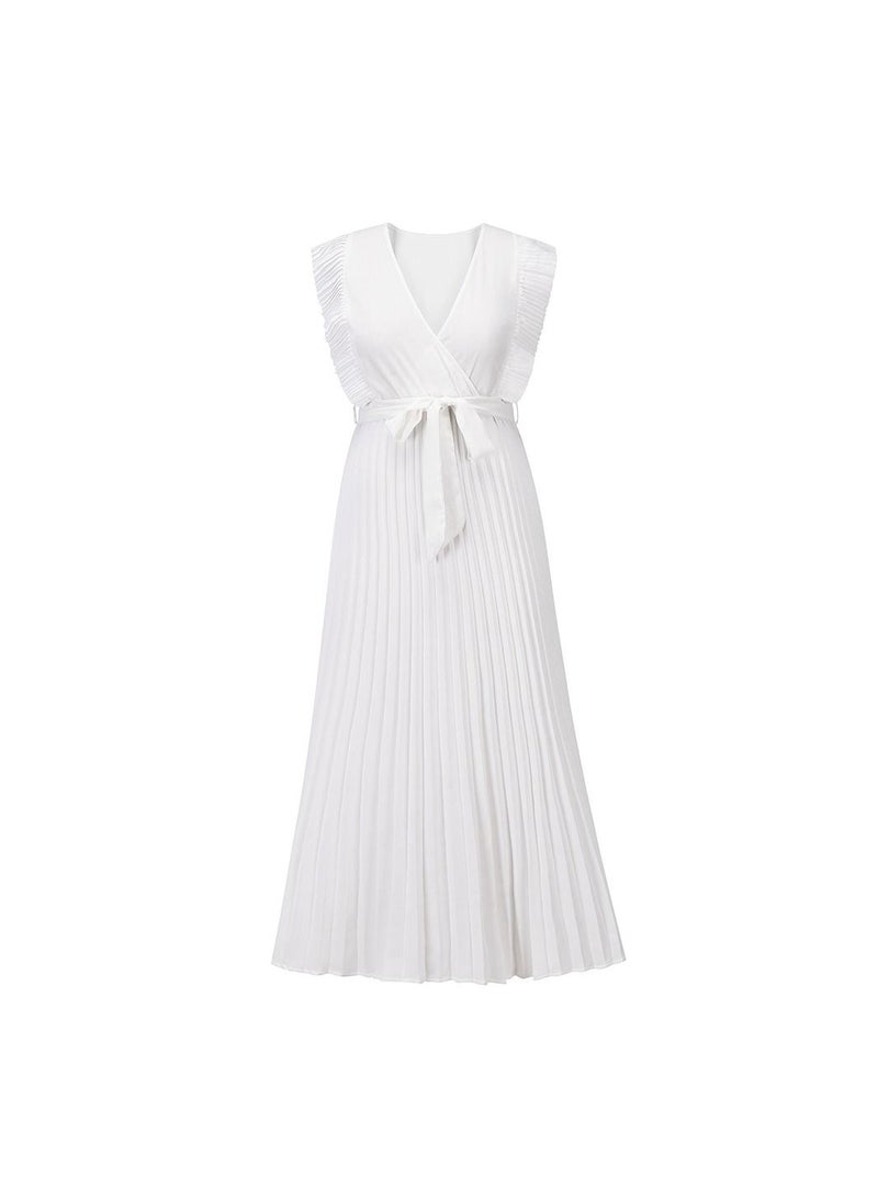 Loquat A Dress With Pleated Lotus Leaf Sleeves  - Image 1