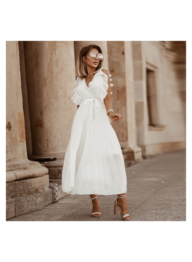 Loquat A Dress With Pleated Lotus Leaf Sleeves  - Image 3