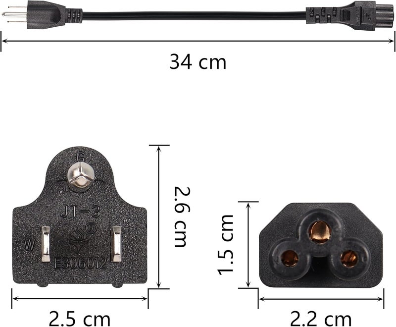 CERRXIAN CEERXIAN 3 Prong AC Short Power Cord 1ft Nema 515P Male to IEC 320 C5 Female Laptop Power Replacement Cord for Notebook ComputerBlack03m  - Image 4