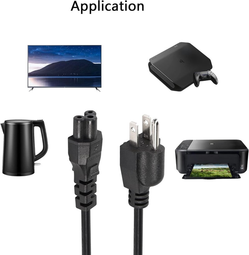 CERRXIAN CEERXIAN 3 Prong AC Short Power Cord 1ft Nema 515P Male to IEC 320 C5 Female Laptop Power Replacement Cord for Notebook ComputerBlack03m  - Image 5