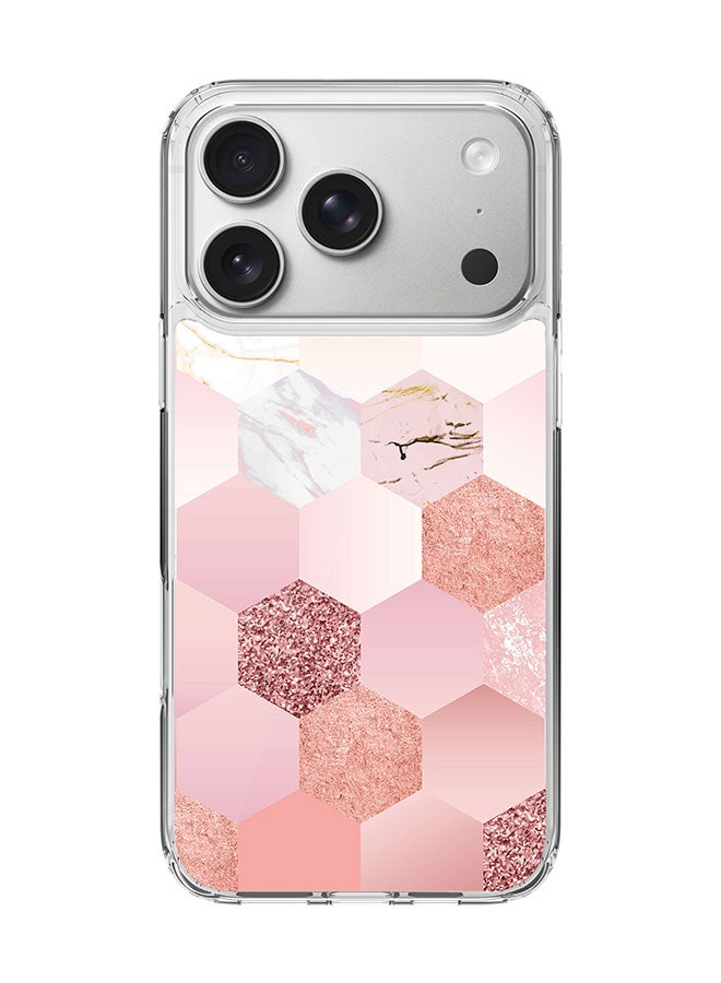 Stylizedd Classic Clear MagSafe Case for iPhone 17 Pro , Hybrid Soft Case Flexible Edges Anti Drop TPU PC Gel Thin Transparent Cover [ Designed for iPhone 17 Pro ] - Marble Pink Honeycomb